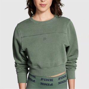 VS PINK Campus Fleece Yoke-Seam Crew Sweatshirt